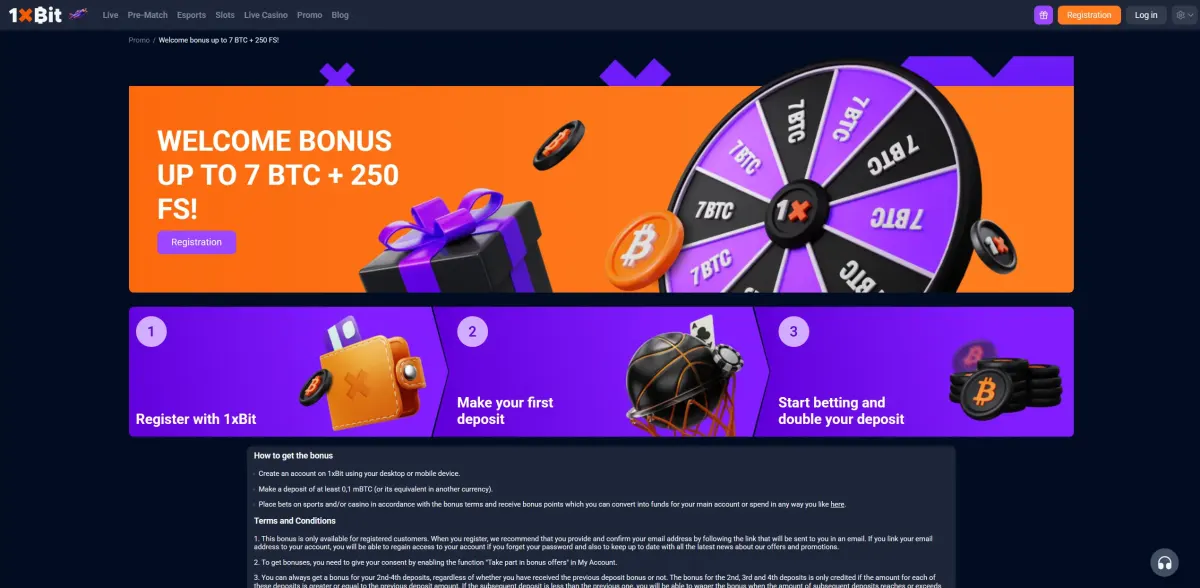 1xBit bonus page: up to 700,000 USDT across the first 4 deposits